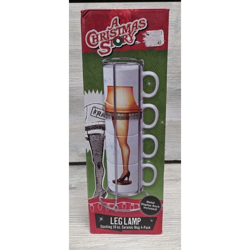A Christmas Story Sexy Leg Lamp ( Set of 4 ) Stacking Coffee Mugs with Holder E9